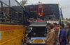 Private bus collides with medical college bus near Konaje; passengers injured
